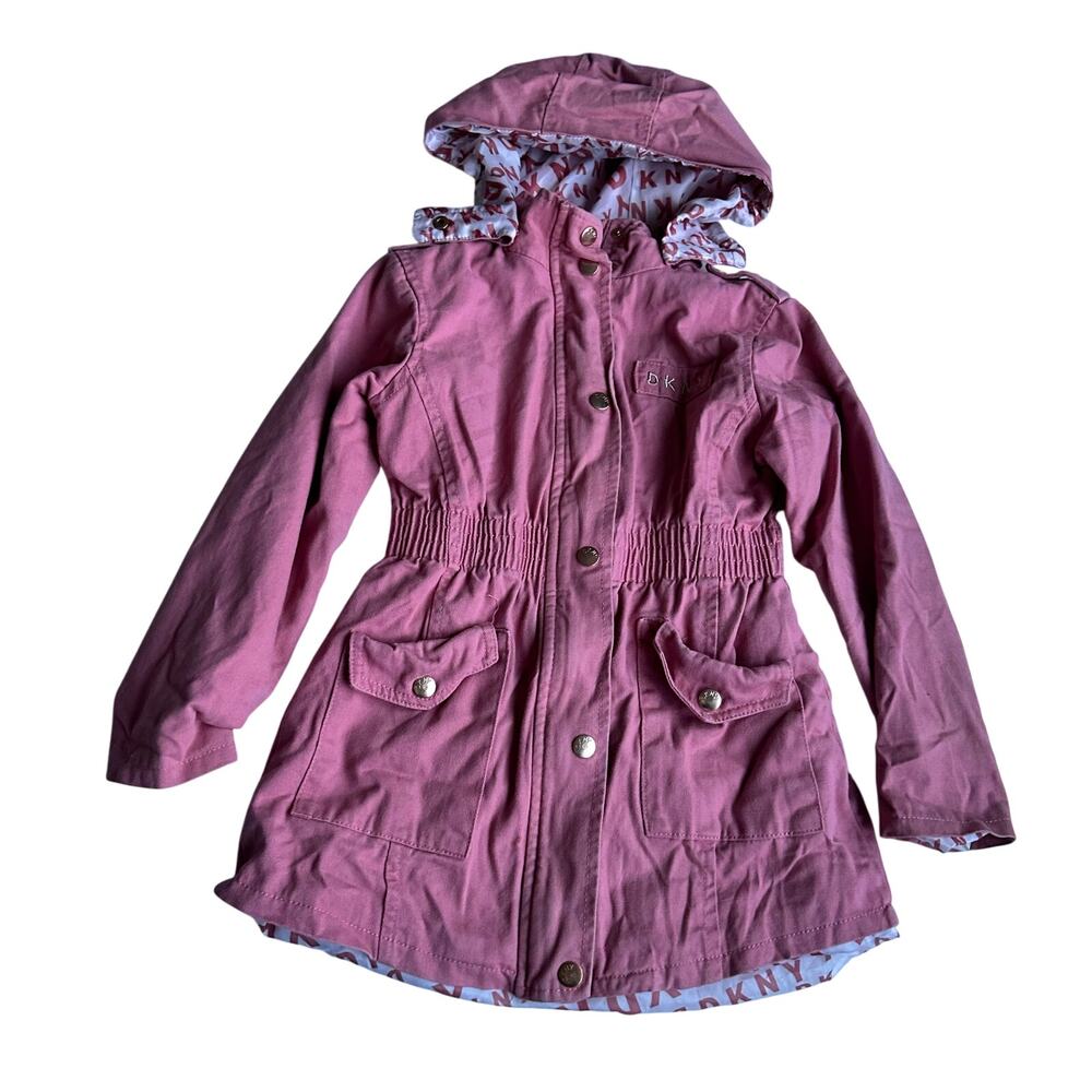 DKNY Pink Hooded Trench Coat - Size Small - Cute!